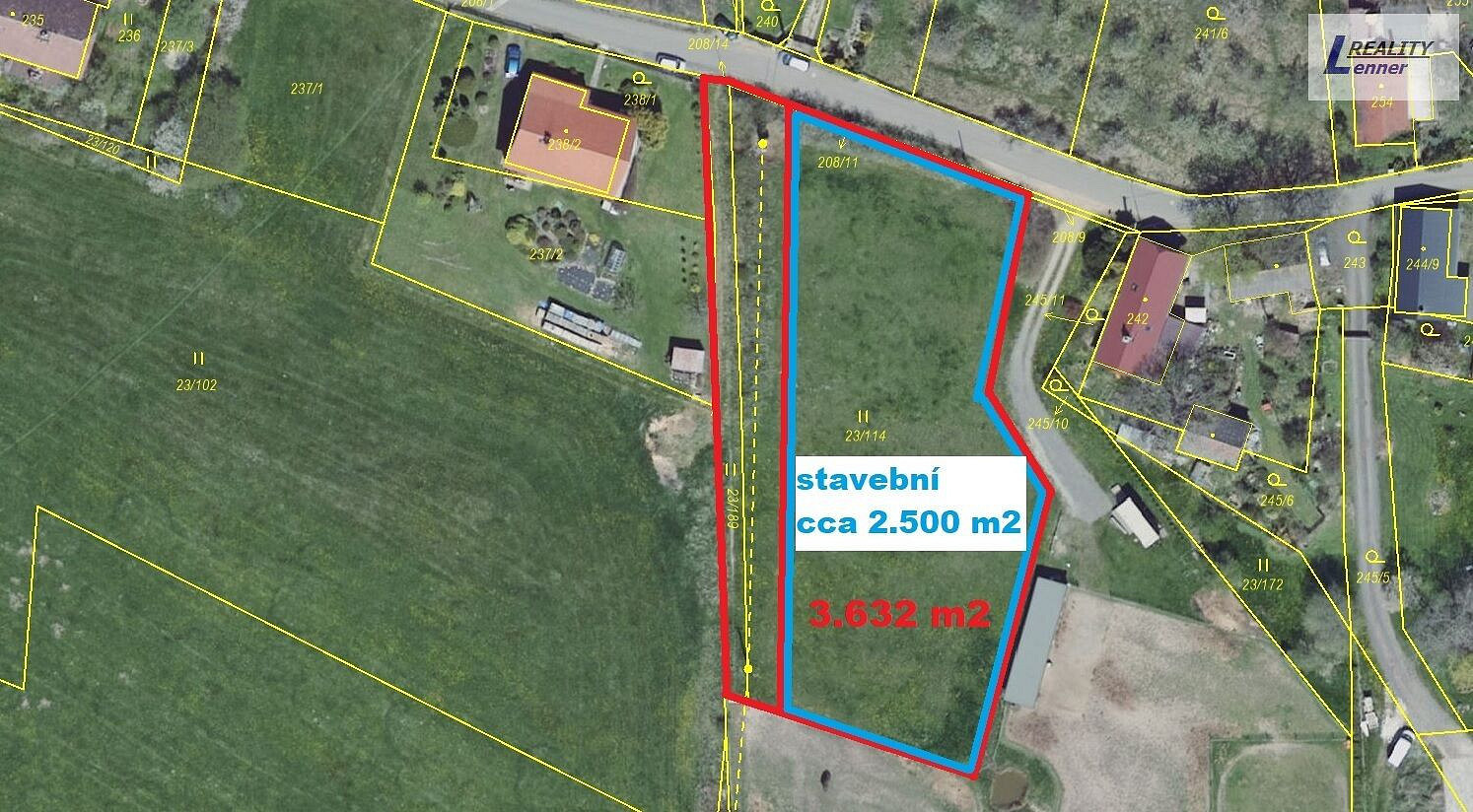 Prodej stavebního pozemku 3 632 m² – fotografie 2