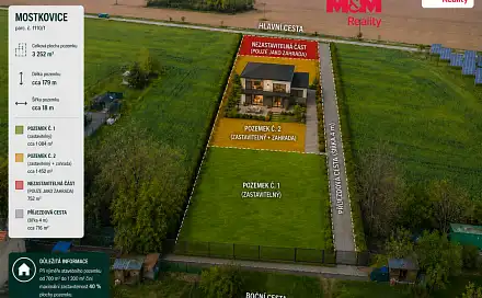 Prodej stavebního pozemku 1 452 m², Mostkovice, okres Prostějov