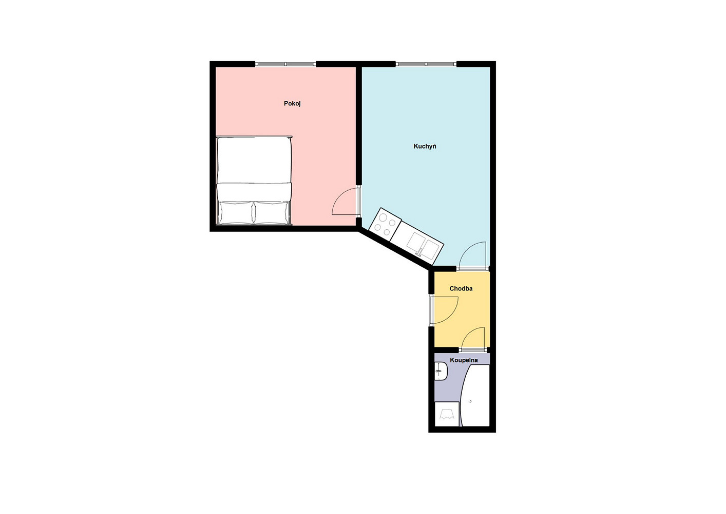 Pronájem bytu 1+1 42 m² – pohled 2