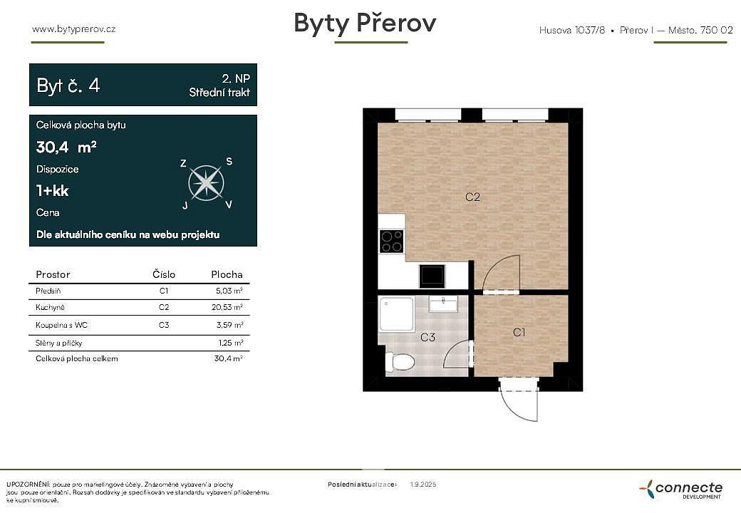 Pronájem bytu 1+kk 30 m² – fotografie 3
