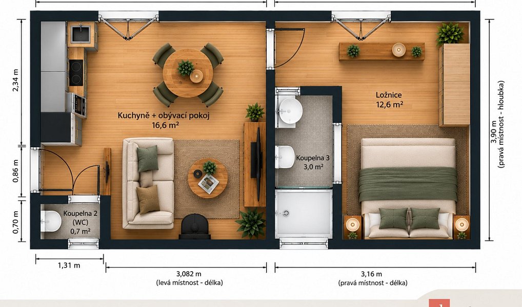 Pronájem bytu 2+kk 33 m², Hýskov – náhled fotky 5