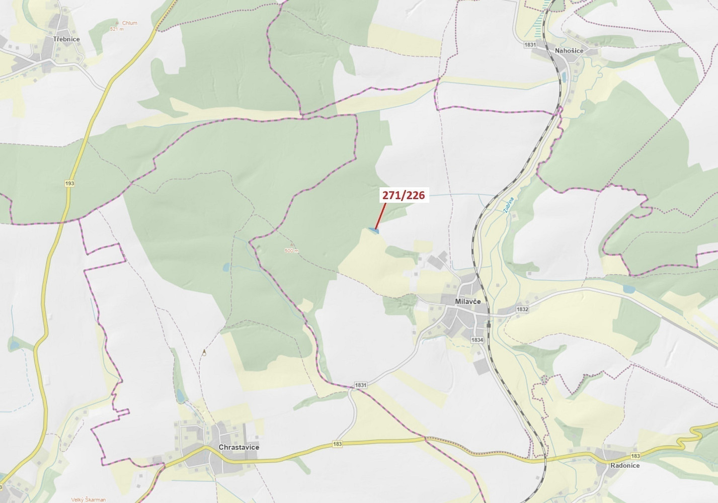 Dražba lesa 1 643 m²