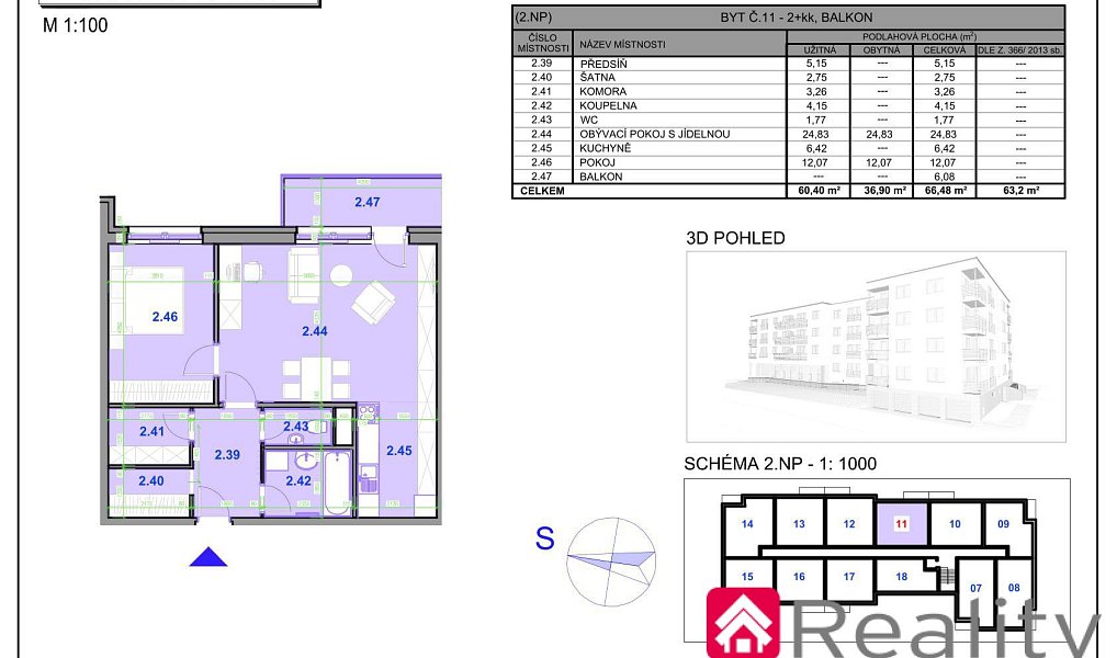 Prodej bytu 2+kk 66 m², Pohořelice – náhled fotky 5