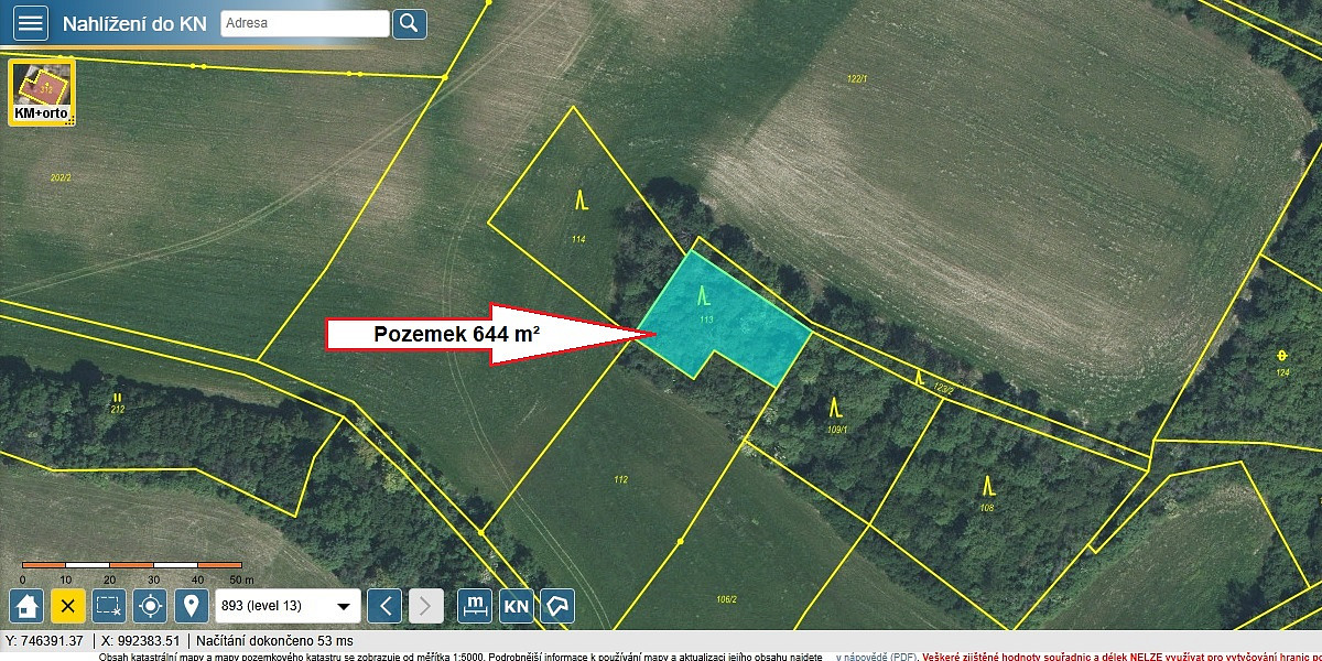 Prodej lesa 644 m²