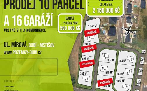 Prodej stavebního pozemku 990 m², Mírová, Dubí, okres Teplice