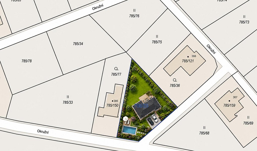 Prodej stavebního pozemku 733 m², Káraný – náhled fotky 2