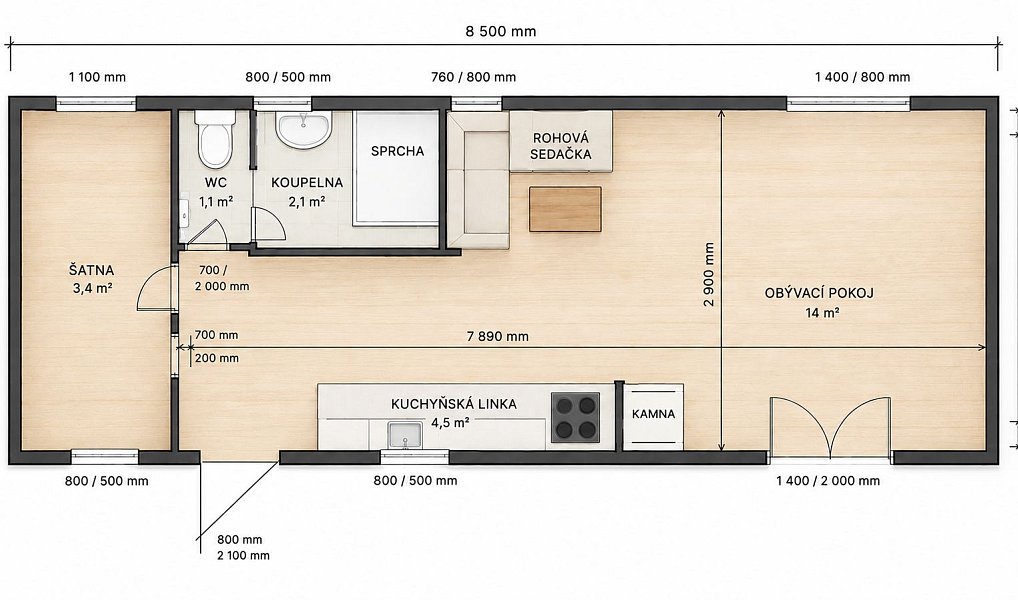 Prodej mobilheimu 24 m2, Bělčice Újezdecká Celoroční využití, Bělčice – náhled fotky 11