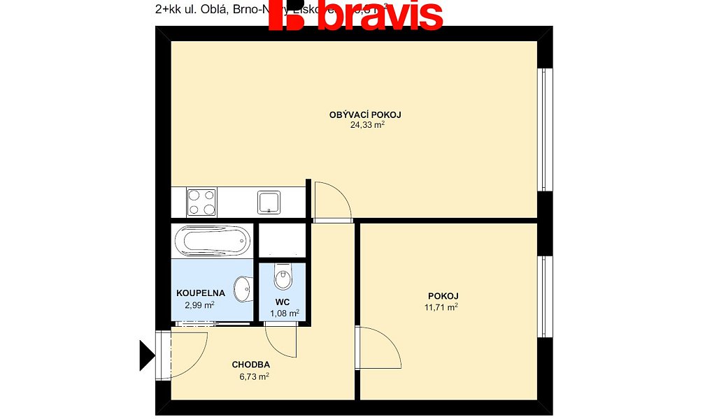 Pronájem bytu 2+kk 47 m², Brno – náhled fotky 2