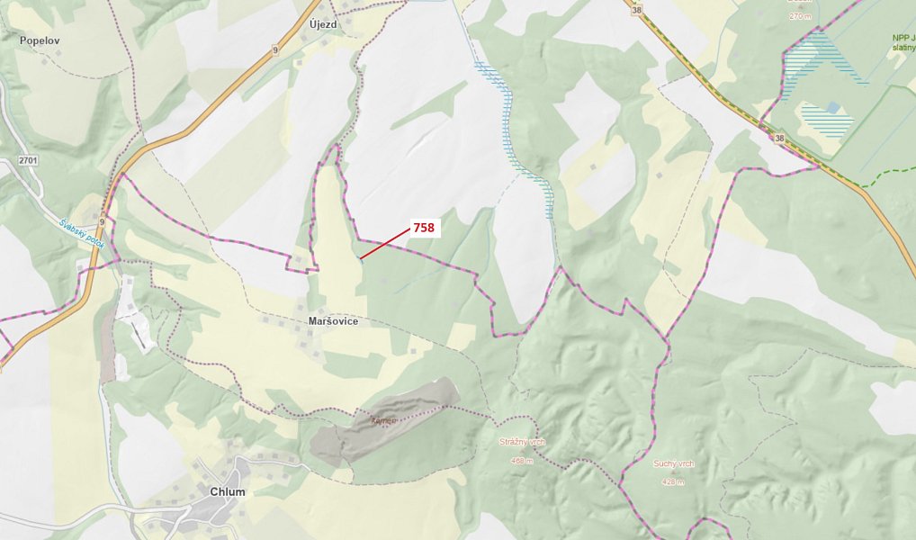 Dražba pozemku, 126 m², Česká Lípa, Chlum