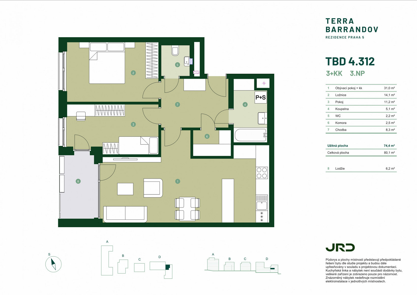 Prodej bytu 3+kk 74 m² – pohled 2