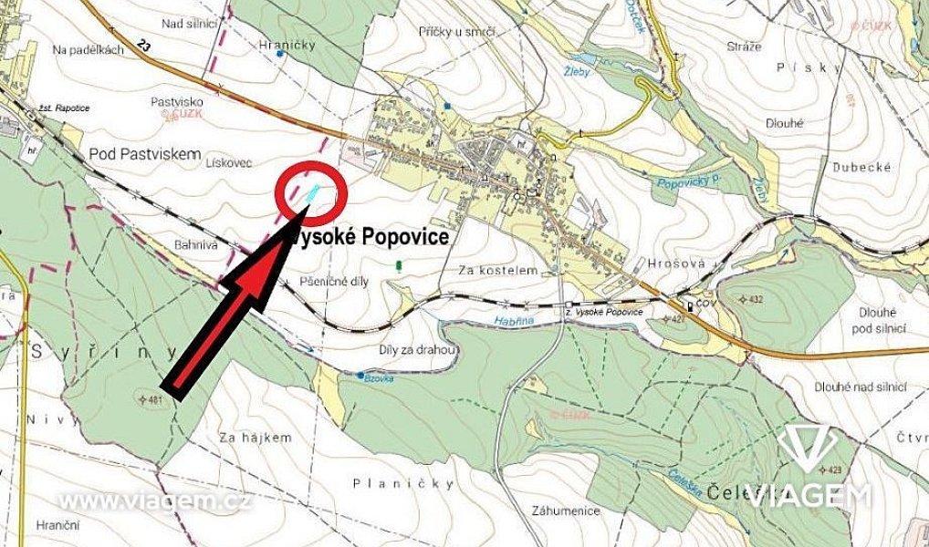 Prodej pole 813 m², Vysoké Popovice – náhled fotky 4
