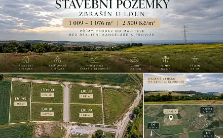 Prodej stavebního pozemku 1 043 m², Zbrašín, okres Louny
