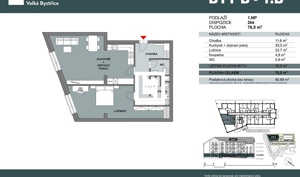 Prodej bytu 2+kk 77 m², Velká Bystřice – náhled fotky 2