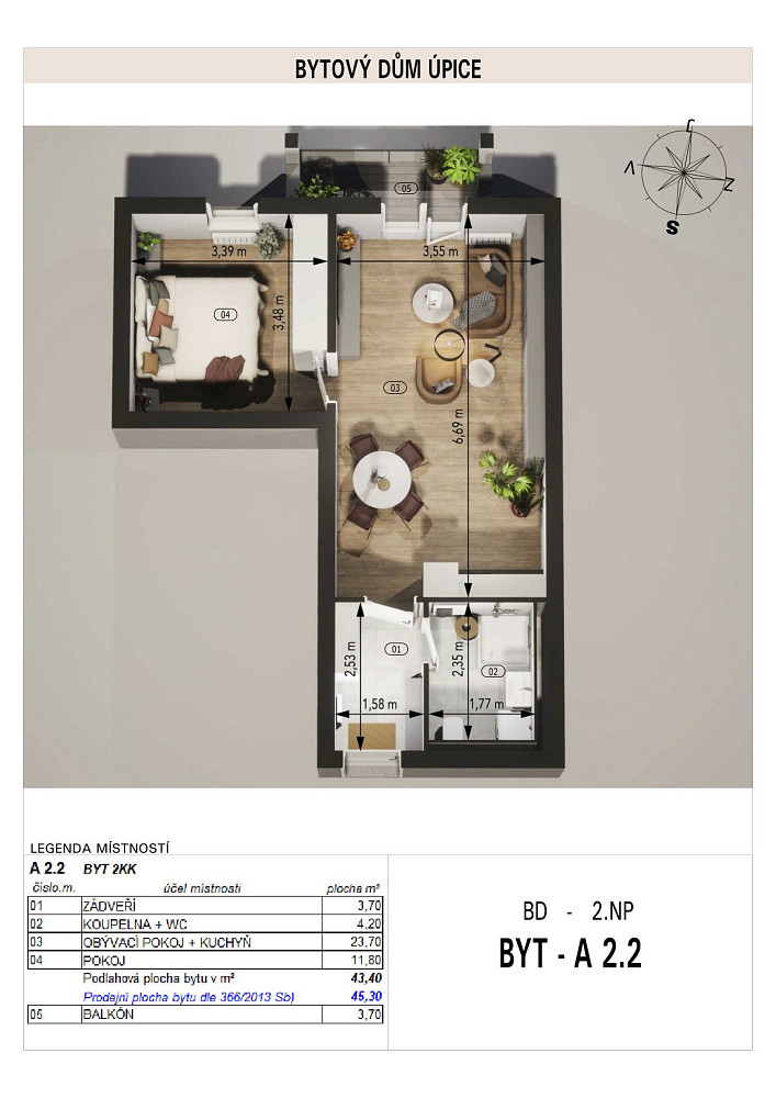 Prodej bytu 2+kk 45 m² – fotografie 5