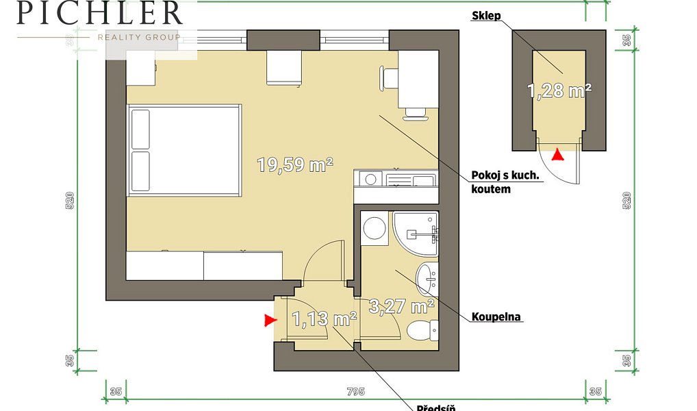 Prodej bytu 1+kk 24 m², Plzeň – náhled fotky 3
