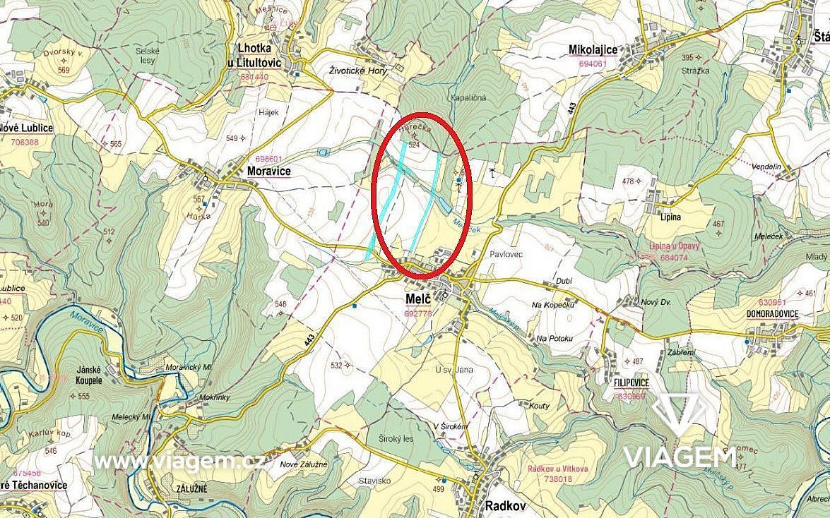 Prodej pole 7 703 m², Melč