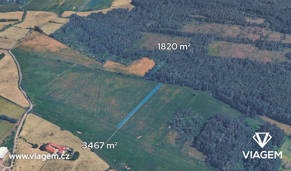 Prodej pole 5 287 m², Borkovice – fotka 1 z 5