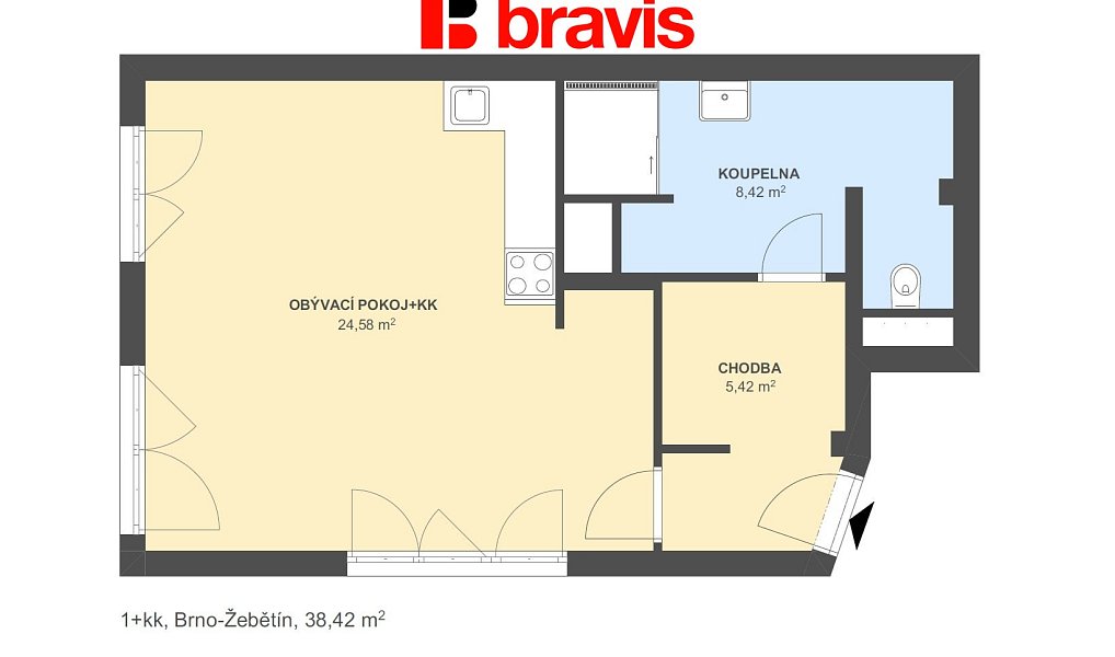Pronájem bytu 1+kk 39 m², Brno – náhled fotky 5