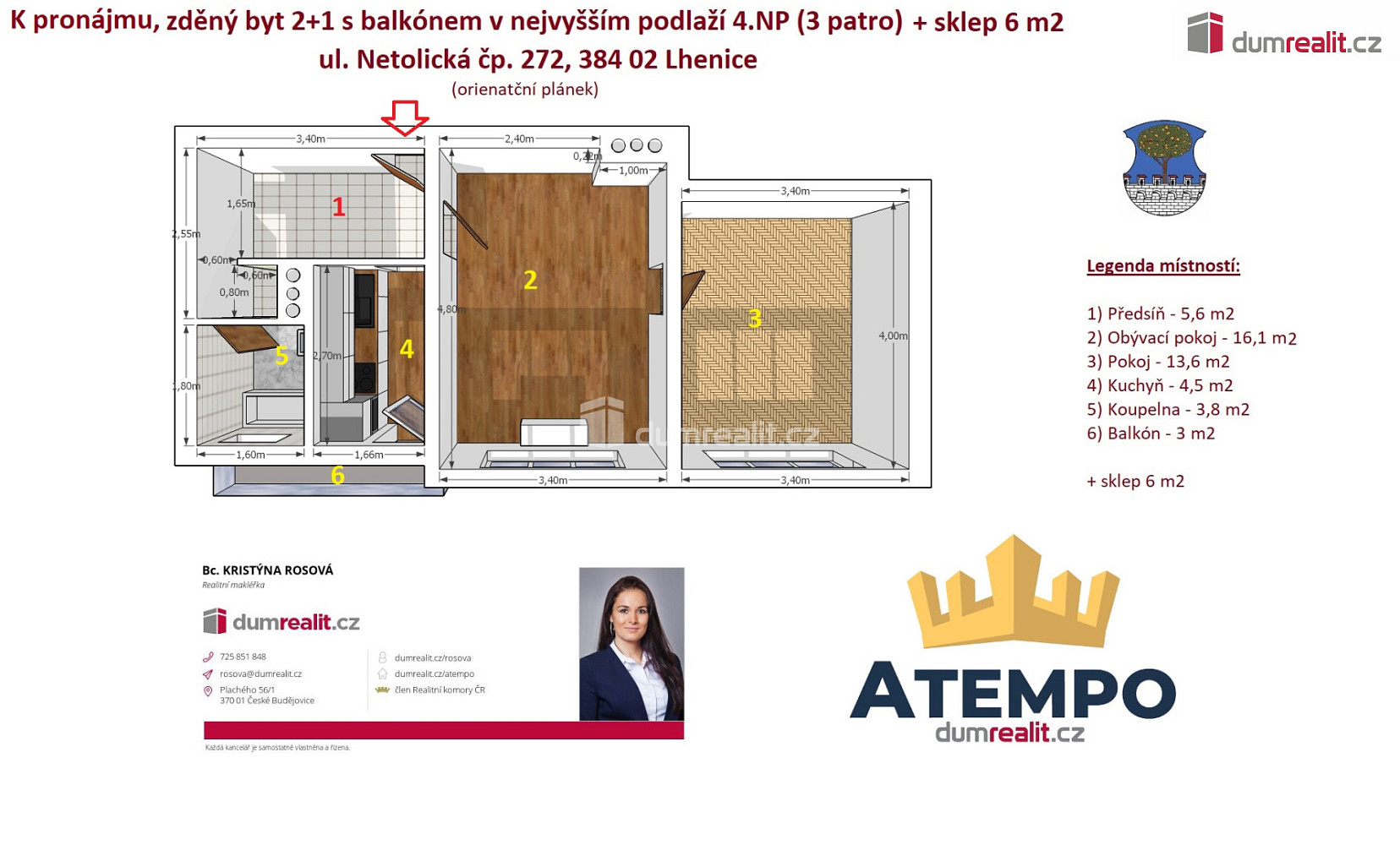 Pronájem bytu 2+1 52 m² — photo 2