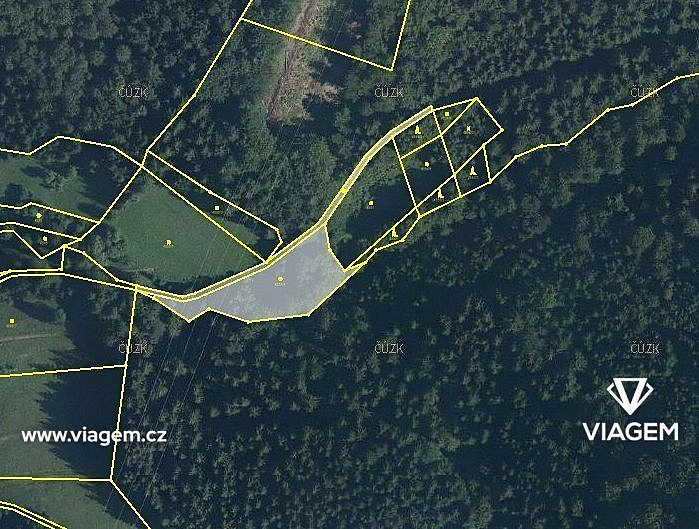 Les 2 904 m², Podíl 13 % o výměře 363 m² – pohled 2