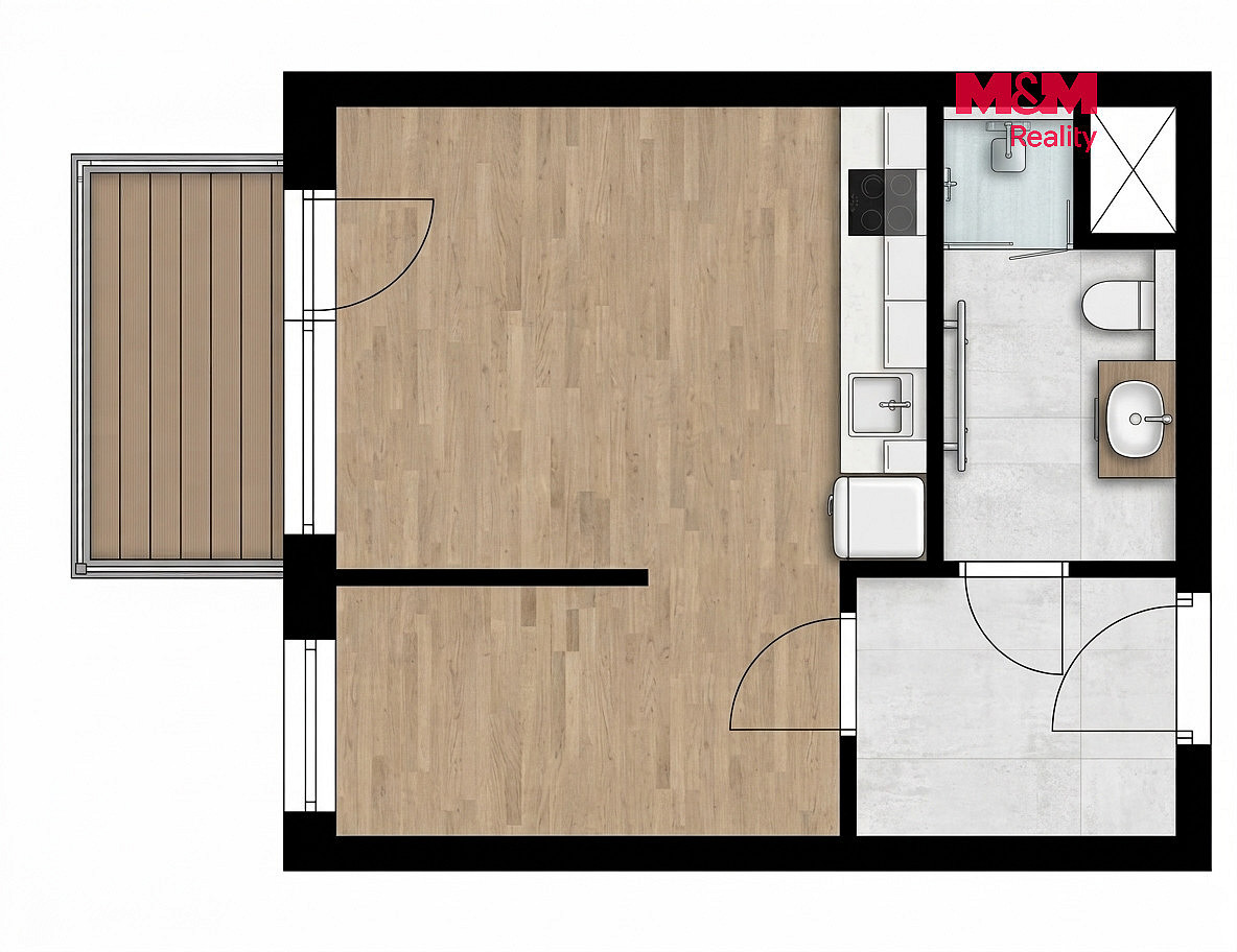 Pronájem bytu 1+kk 34 m² – fotografie 2