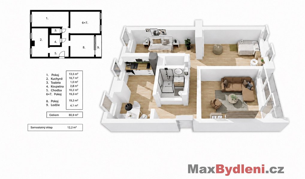 Pronájem bytu 3+1 77 m², Jablonec nad Nisou – náhled fotky 13