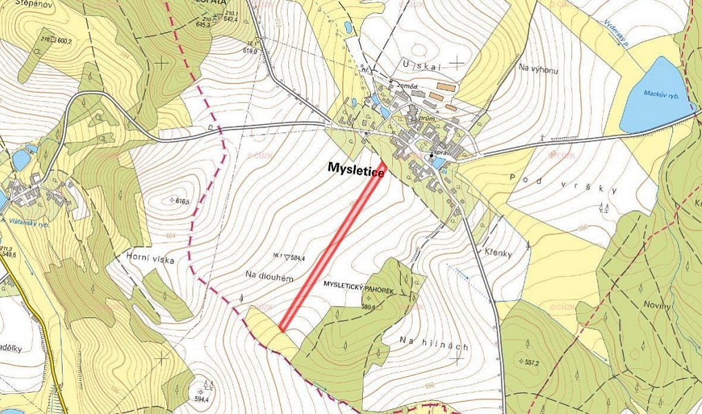 Prodej pole 13 776 m², Mysletice – náhled fotky 4