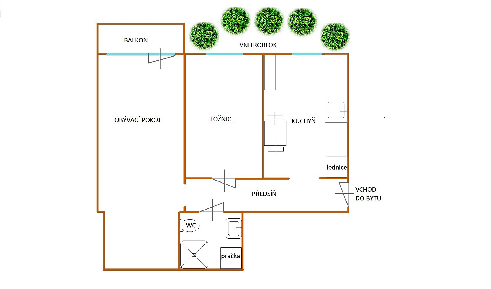 Pronájem bytu 2+1 54 m² – fotografie 5
