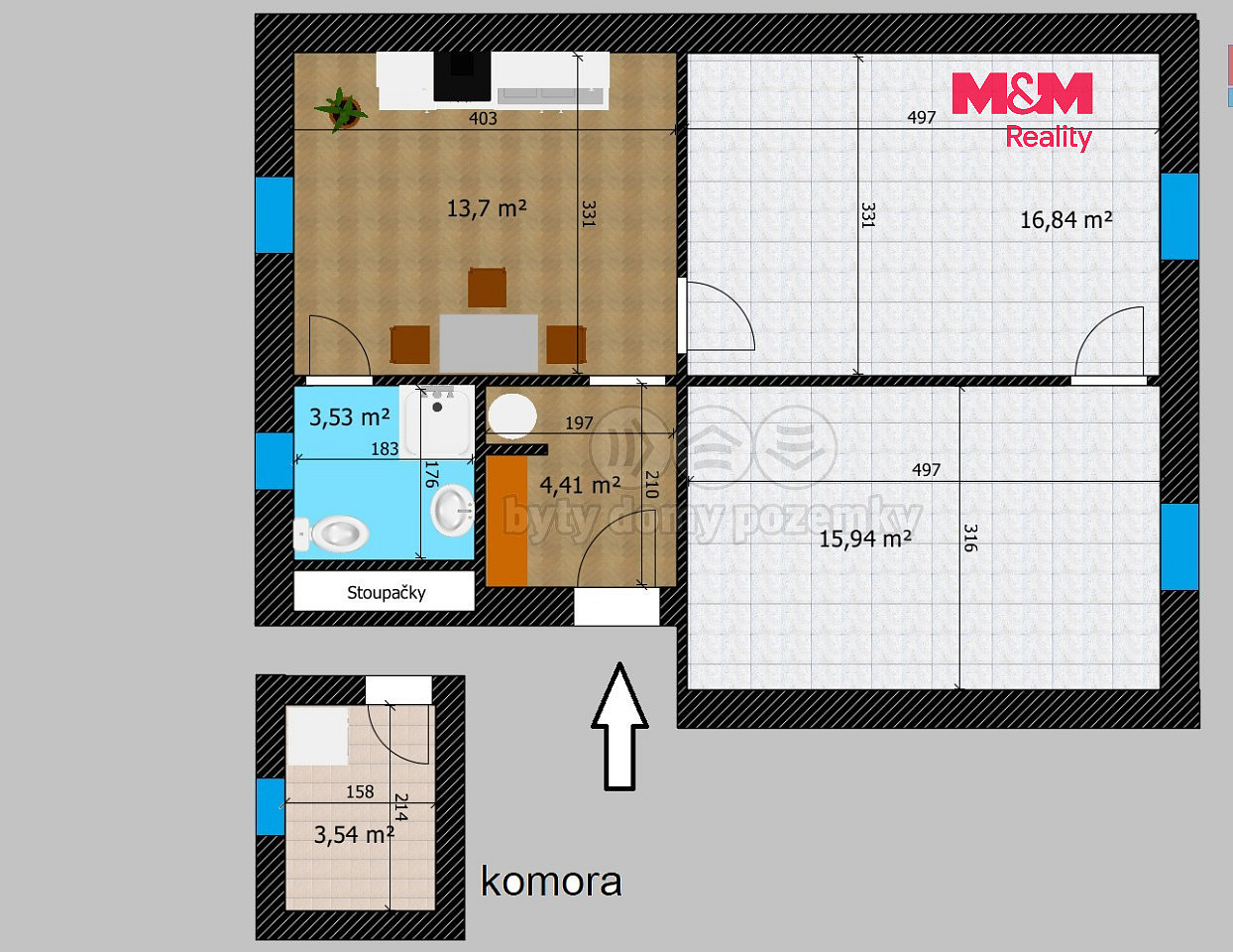 Pronájem bytu 2+1 58 m² – fotografie 3