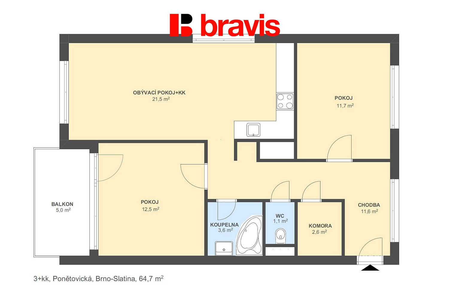 Pronájem bytu 3+kk 65 m² – fotografie 5