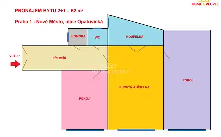 Pronájem bytu 2+1 62 m², Opatovická, Praha 1 - Nové Město