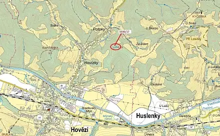 Dražba lesa 1 781 m², Hovězí