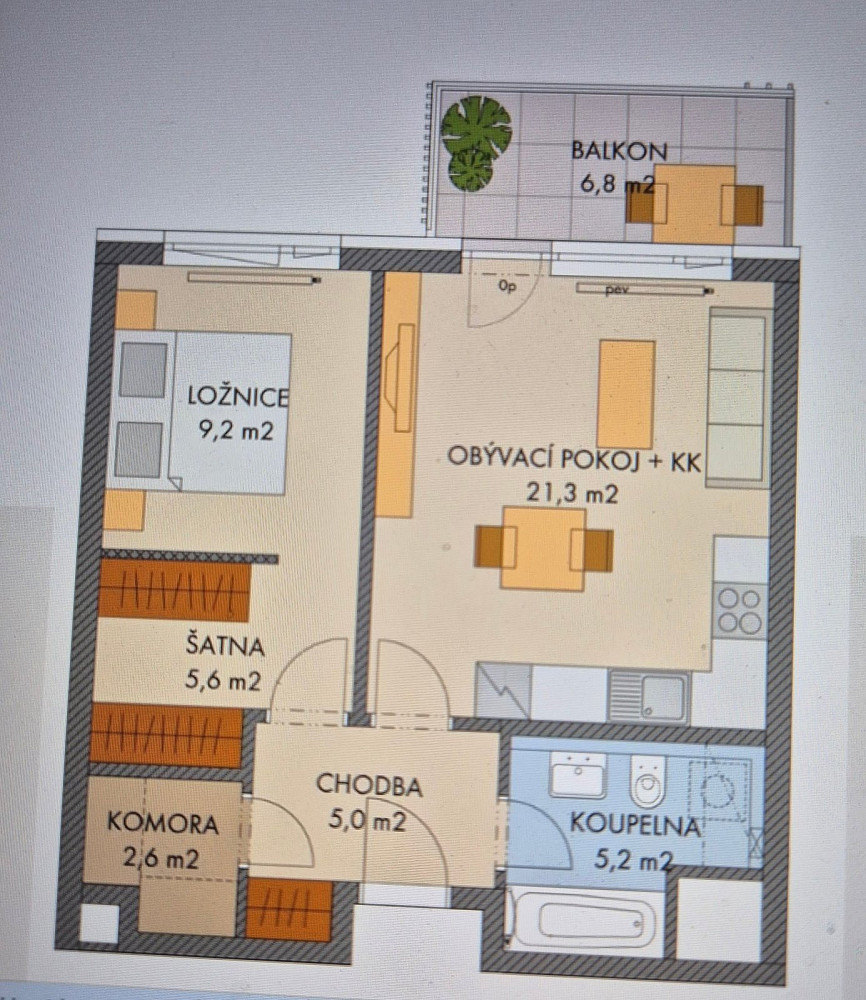 Prodej bytu 2+kk 52 m² – pohled 3