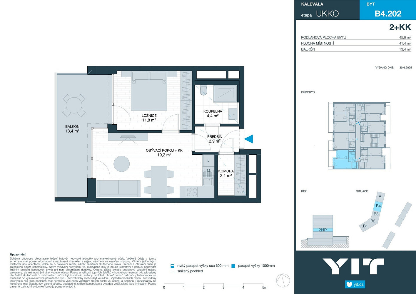 Prodej bytu 2+kk 41 m² – pohled 2