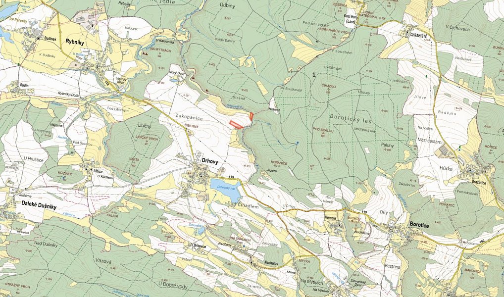 Prodej pole 13 082 m², Drhovy – náhled fotky 2