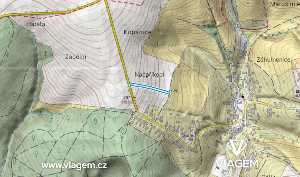 Prodej pole 1 286 m², Dobrkovice – náhled fotky 3