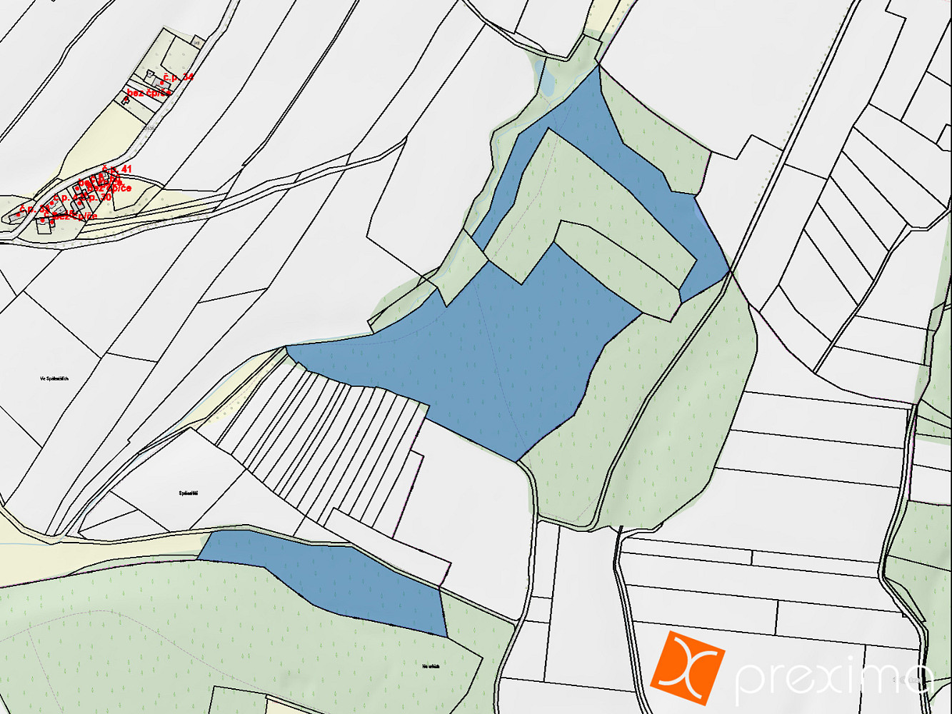 Prodej 1/13 pozemků 7177 m² – pohled 3