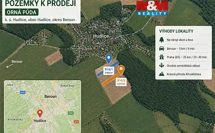 Prodej pole 6 151 m², Hudlice, okres Beroun
