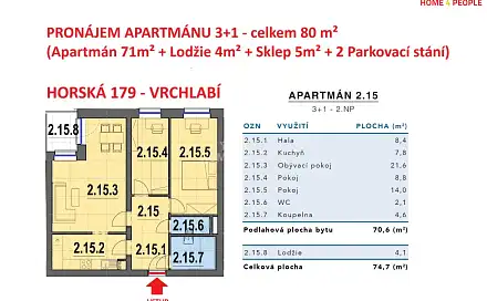 Pronájem bytu 3+1 80 m², Horská, Vrchlabí - Hořejší Vrchlabí, okres Trutnov