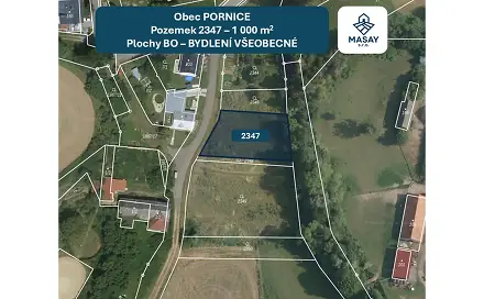 Prodej stavebního pozemku 1 000 m², Pačlavice - Pornice, okres Kroměříž