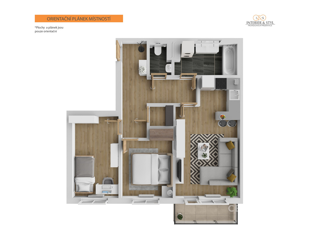 Pronájem bytu 3+kk 70 m² – fotografie 3