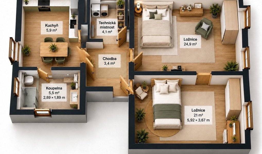 Pronájem bytu 2+1 72 m², Liberec – náhled fotky 19
