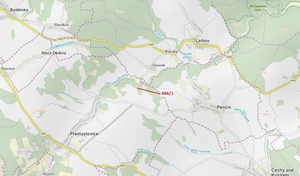 Dražba lesa, 1280 m², Prostějov, Laškov