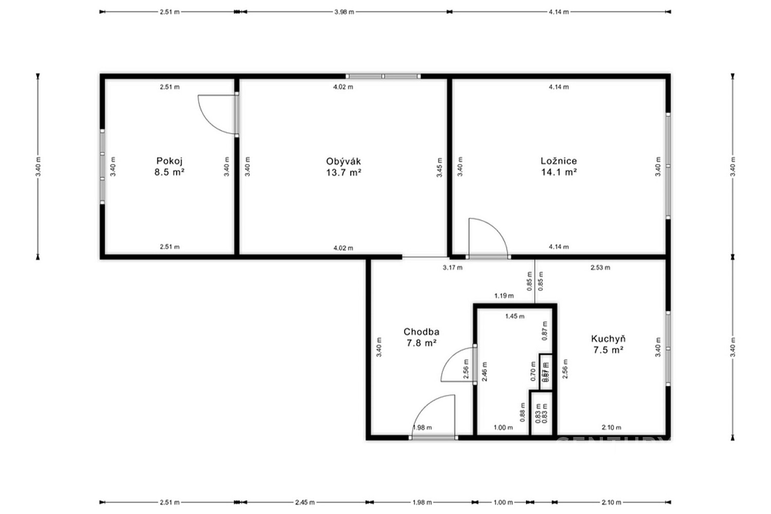 Pronájem bytu 3+1 56 m² – fotografie 3