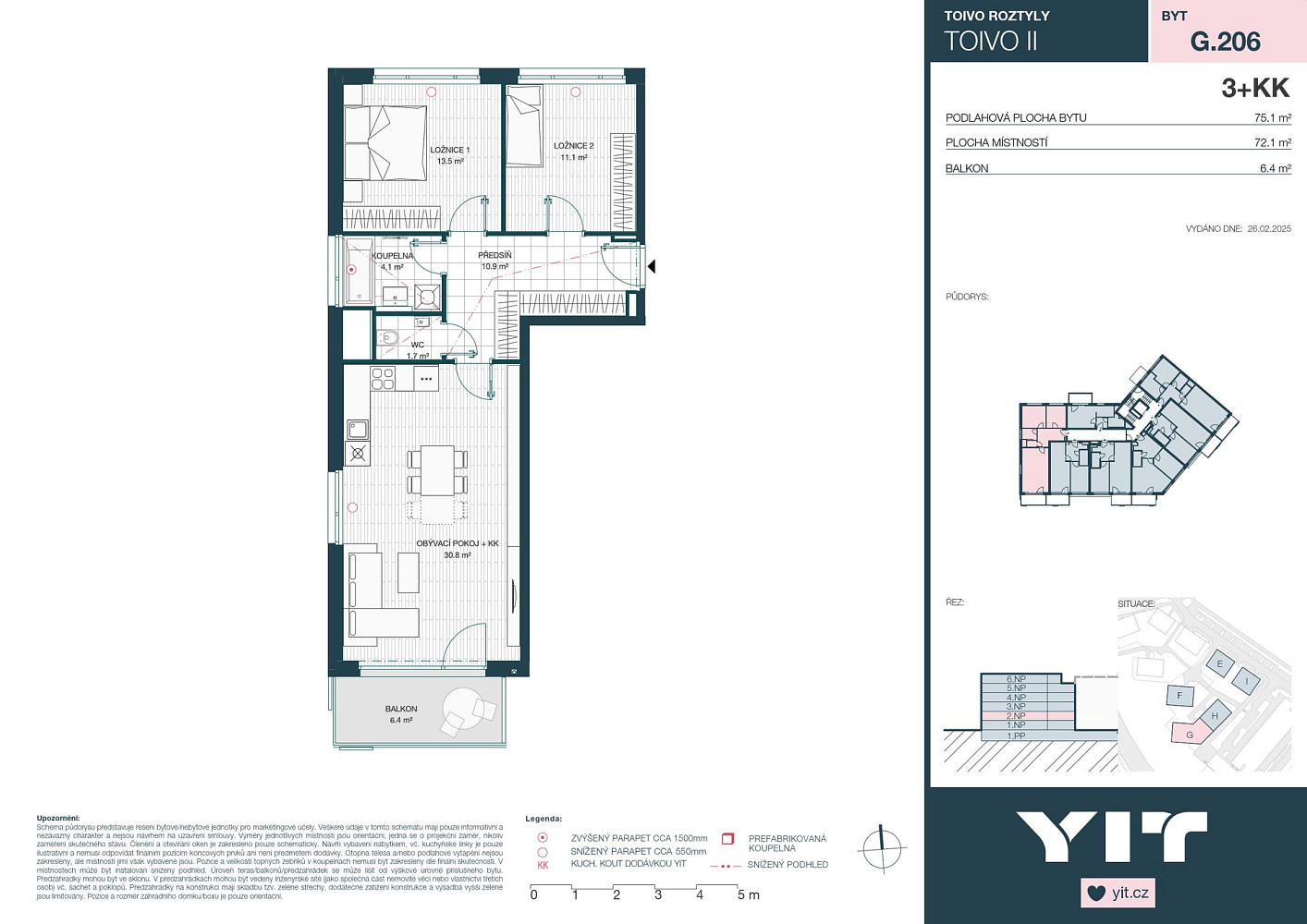 Prodej bytu 3+kk 72 m² – pohled 2