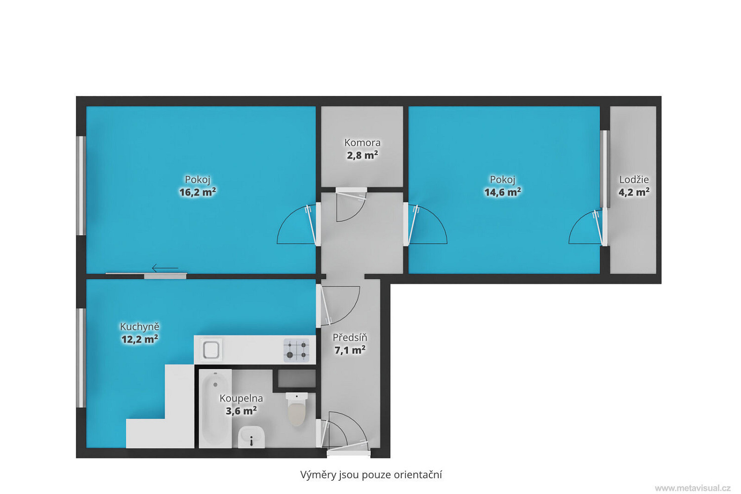 Prodej bytu 2+1 61 m² – fotografie 3