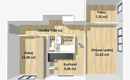 Prodej bytu 3+1 56 m², Brožíkova, Stříbro, okres Tachov