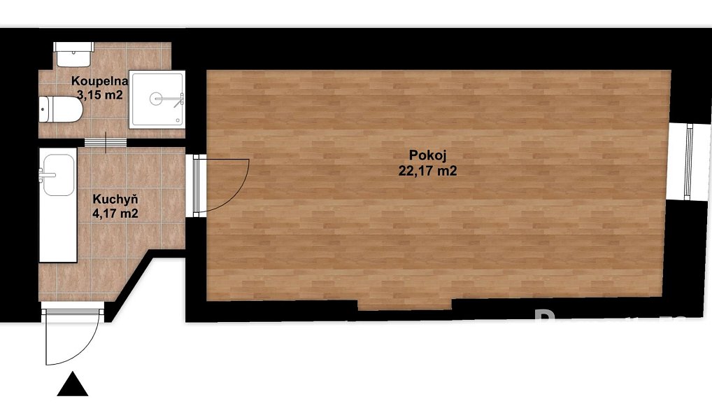 Prodej bytu 1+1 28 m², Hostinné – náhled fotky 4