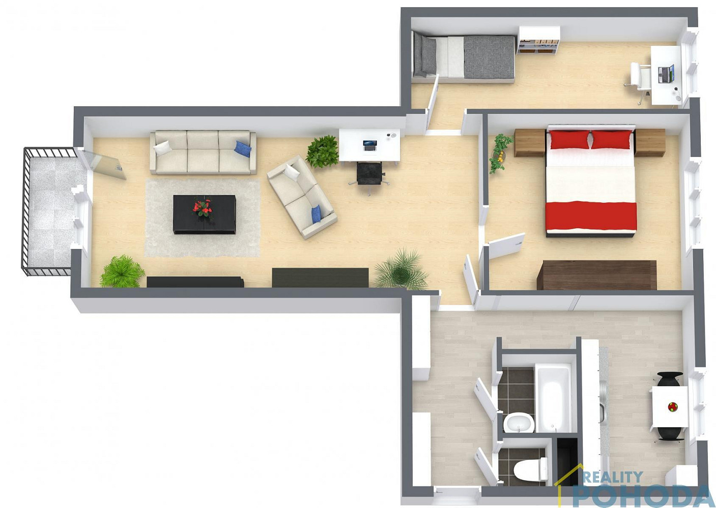 Pronájem bytu 3+1 67 m² – fotografie 3