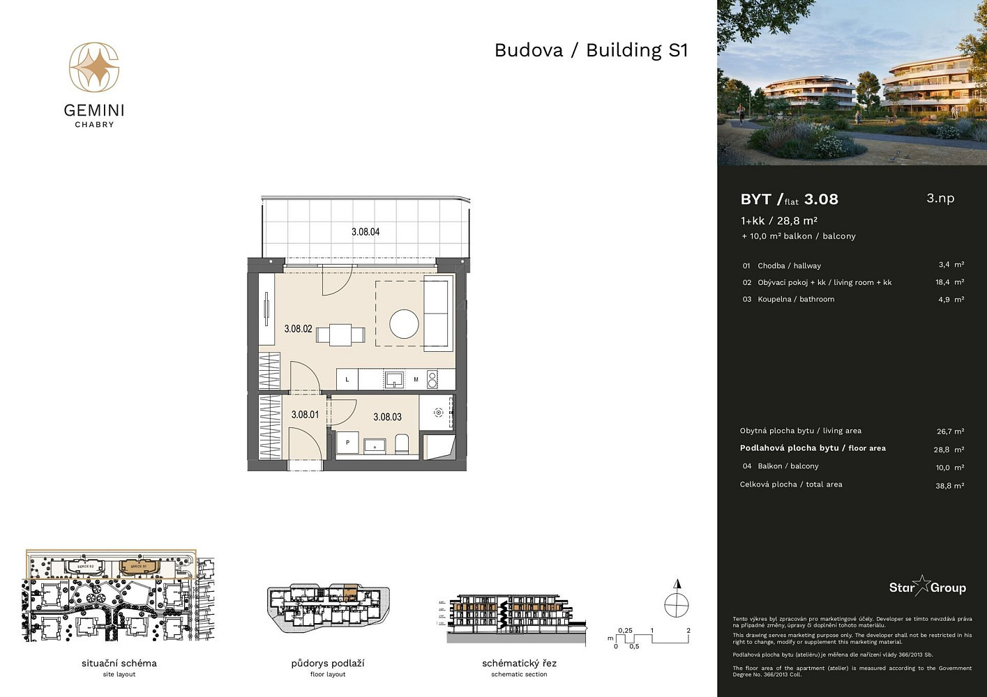 Prodej bytu 1+kk 28 m² – fotografie 2